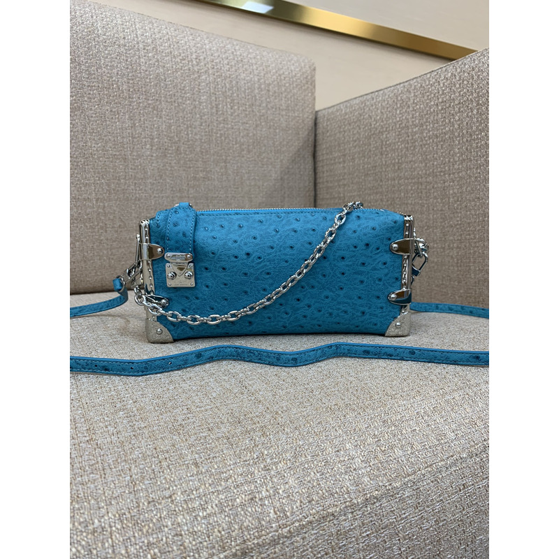 l**is V*t*n slim trunk cowhide leather with rivet frame and metal s-lock buckle dark blue