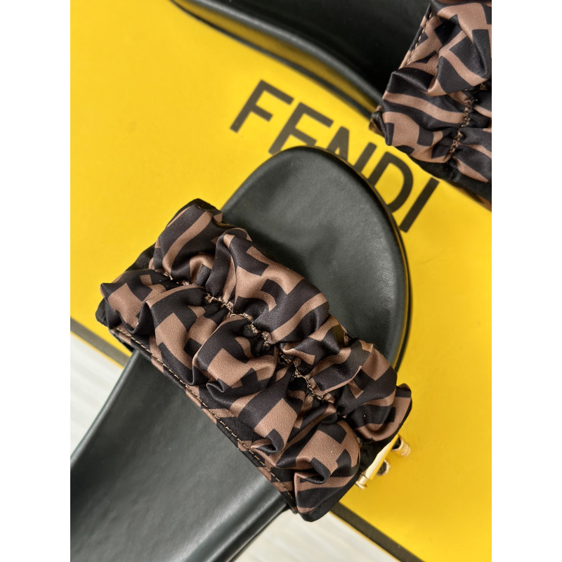 F**di feel satin slides brown