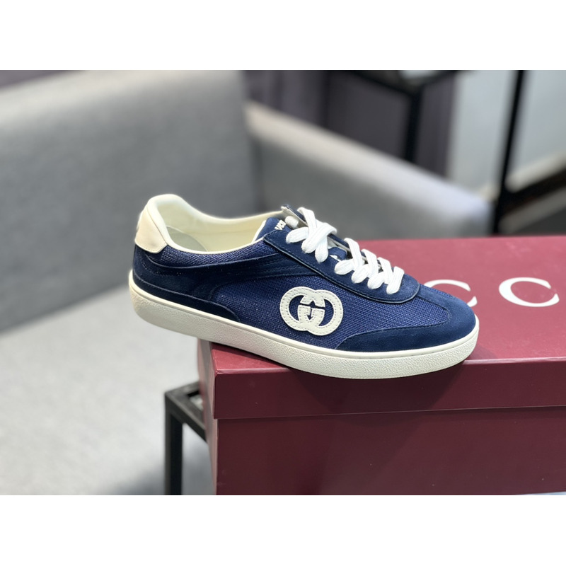 G*u*i panelled suede sneakers featuring mesh detailing