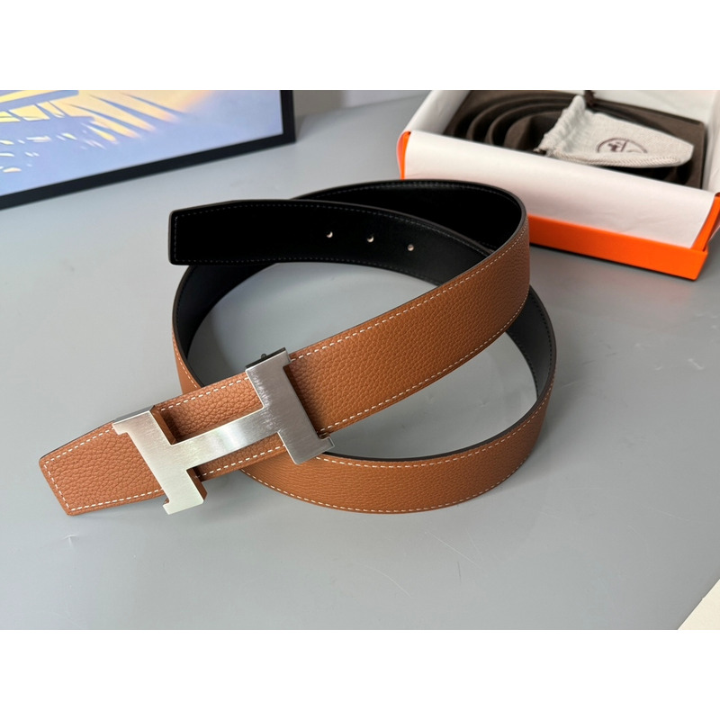 H**mes belt buckle reversible leather belt