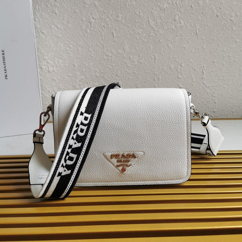 Pra*a leather shoulder bag white