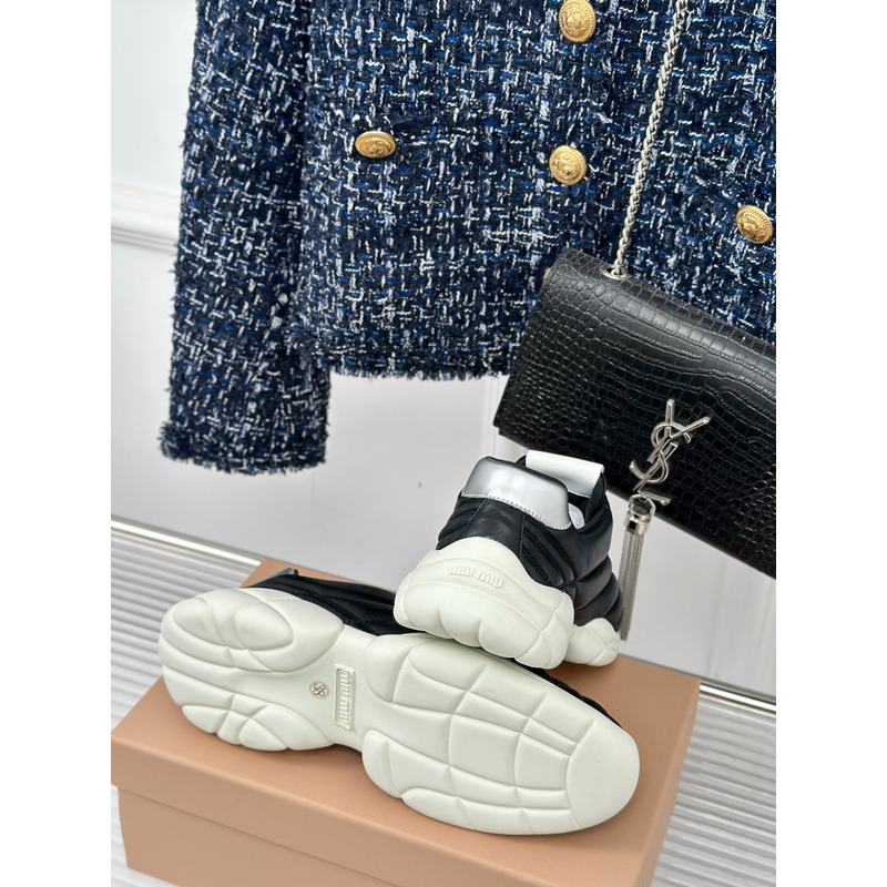 Miu Miu High Trainers In Quilted Nappa In Black