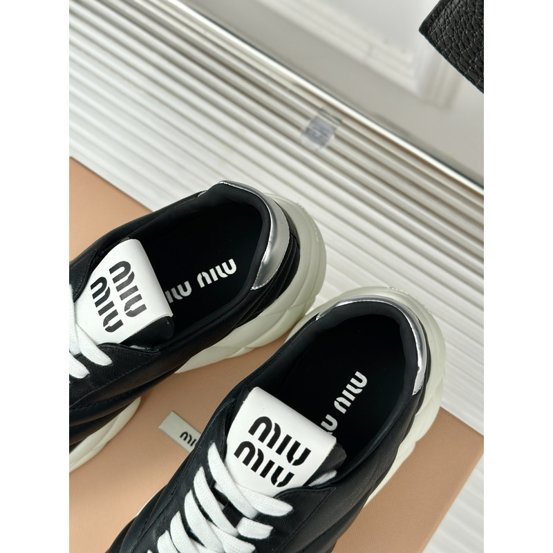 Miu Miu High Trainers In Quilted Nappa In Black