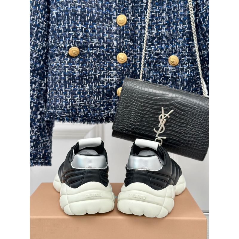 Miu Miu High Trainers In Quilted Nappa In Black
