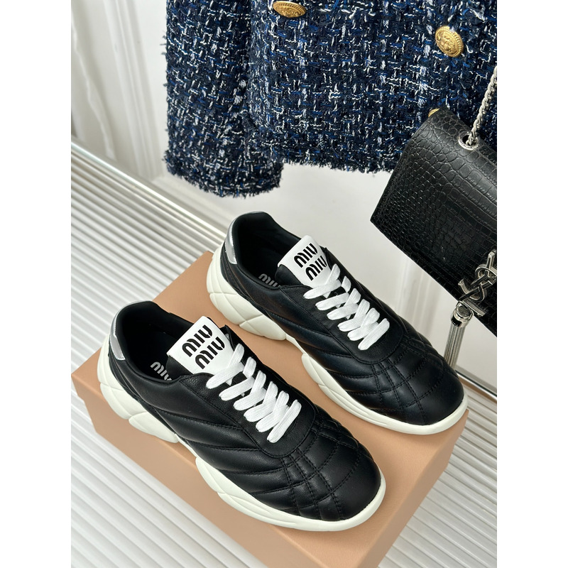 Miu Miu High Trainers In Quilted Nappa In Black