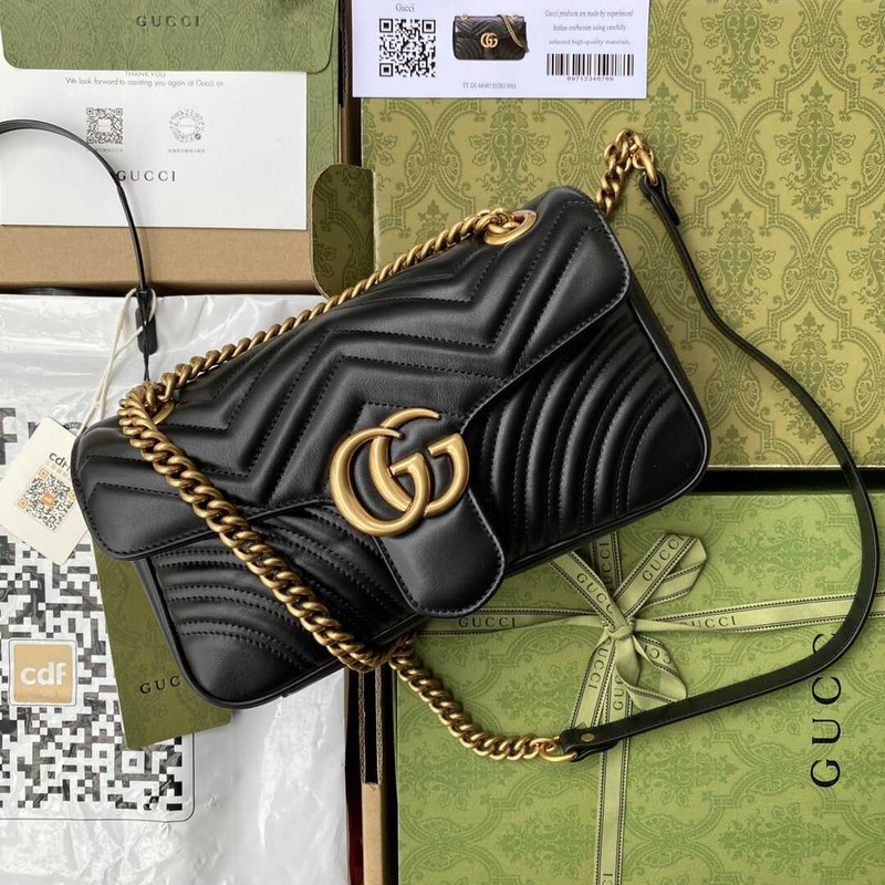 G*u*i gg marmont quilted leather shoulder bag black