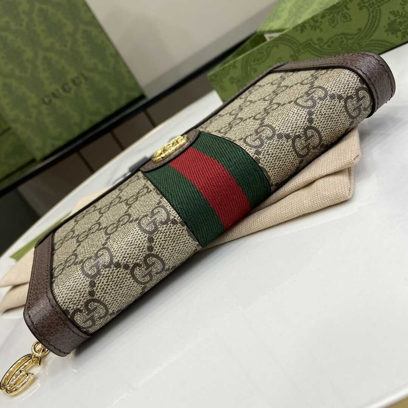 G*u*i ophidia gg canvas & leather zip around wallet brown