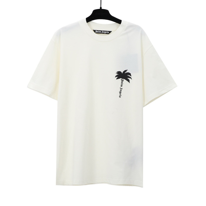 Palm Angels T-Shirt With Palm Print Beige