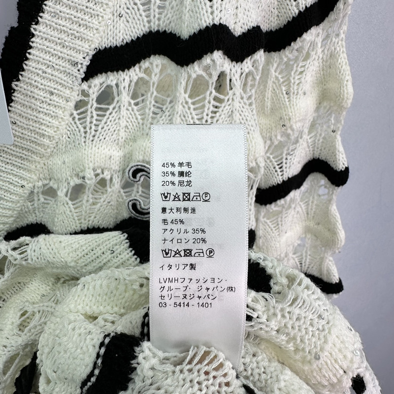 Ce**e knitted hollow long sleeve white&black