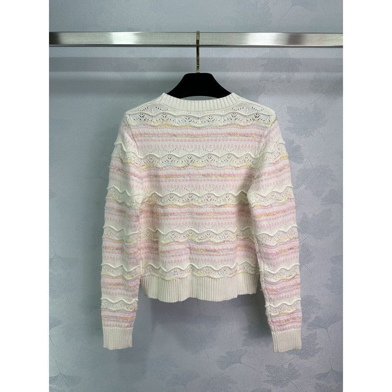 Ch*el knitted hollow long sleeve pink