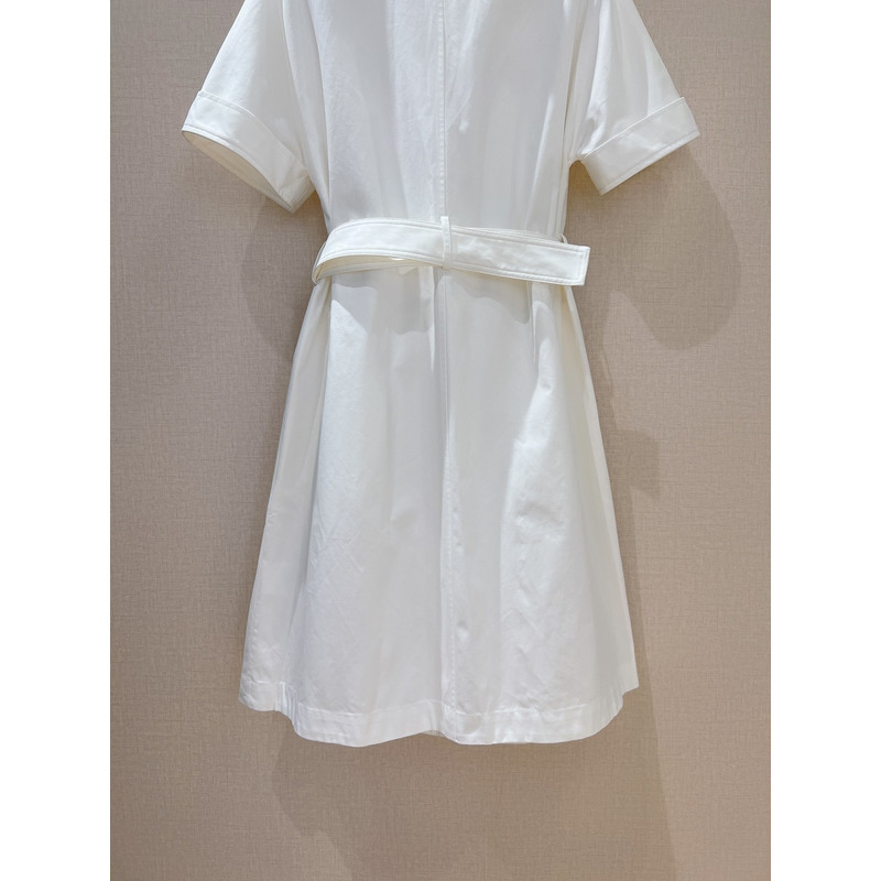 D*or belted shirtdress ecru cotton and silk poplin white