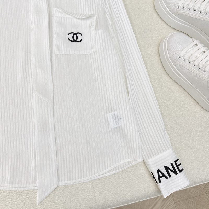 Ch*el blouse with silk blend white