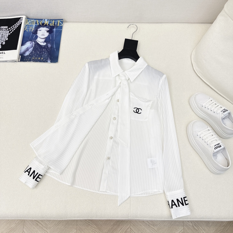 Ch*el blouse with silk blend white