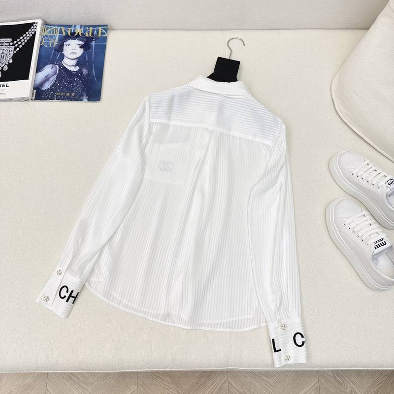 Ch*el blouse with silk blend white