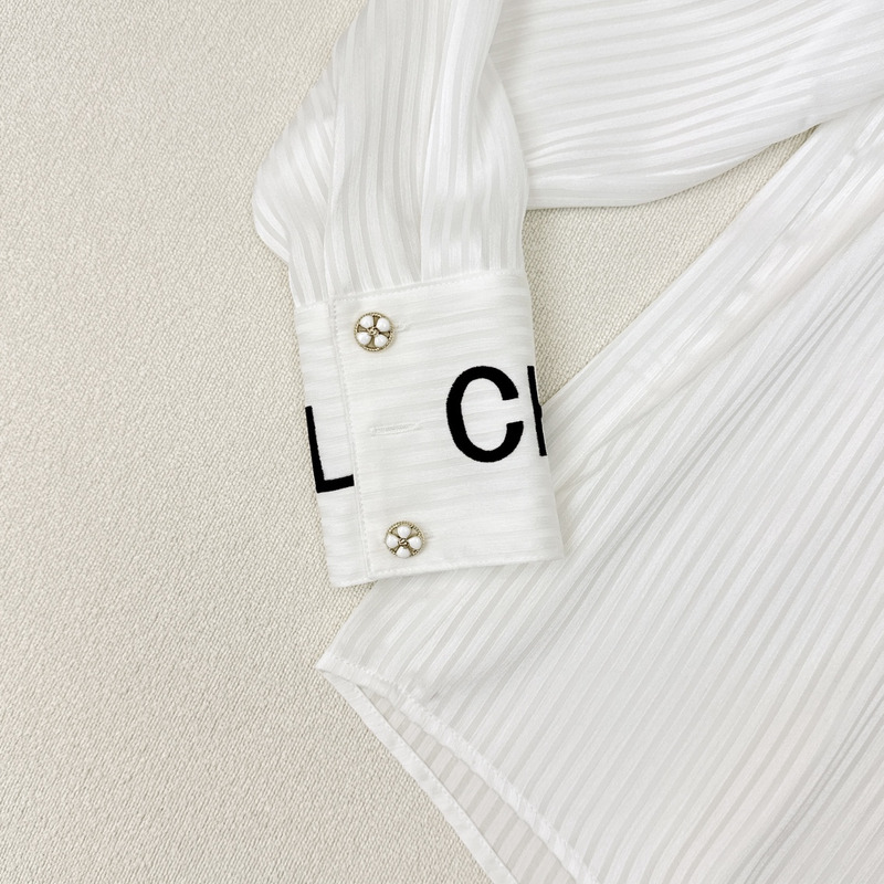 Ch*el blouse with silk blend white