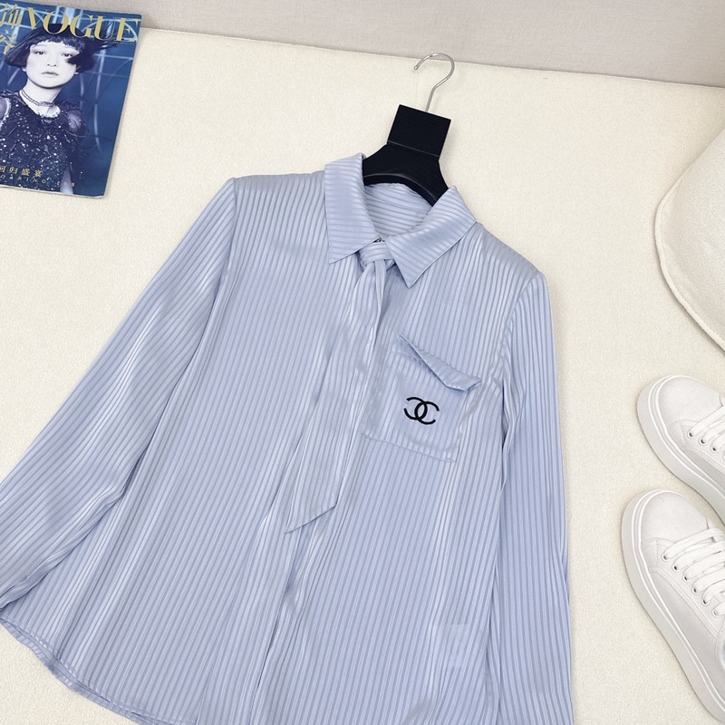 Ch*el blouse with silk blend blue