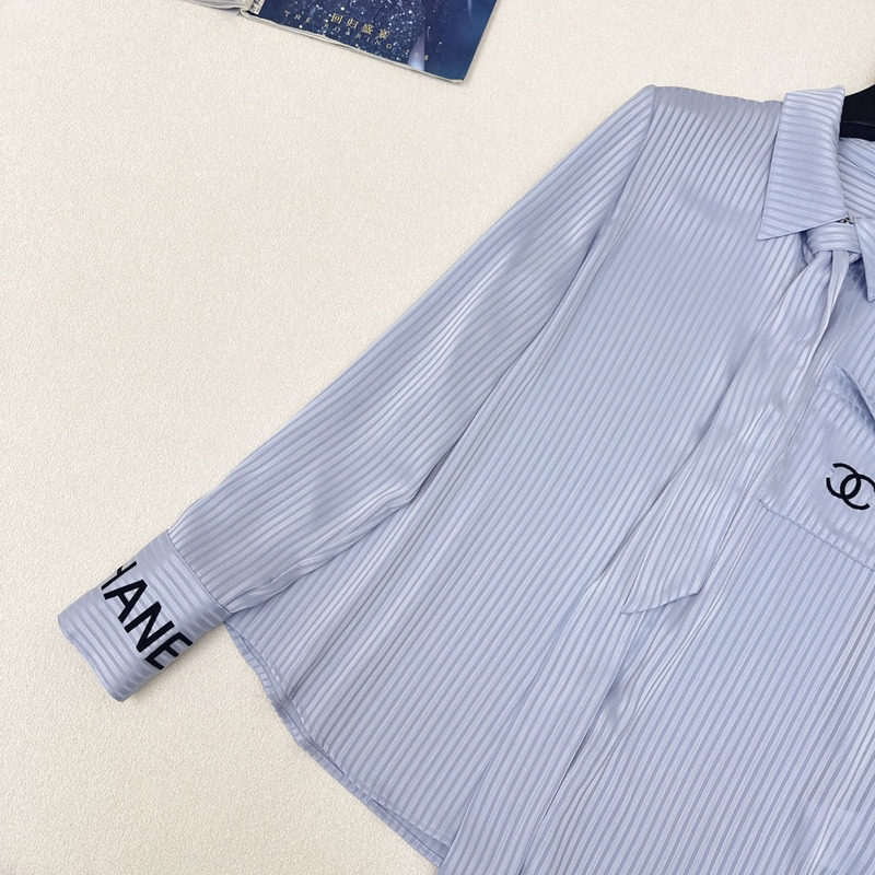 Ch*el blouse with silk blend blue