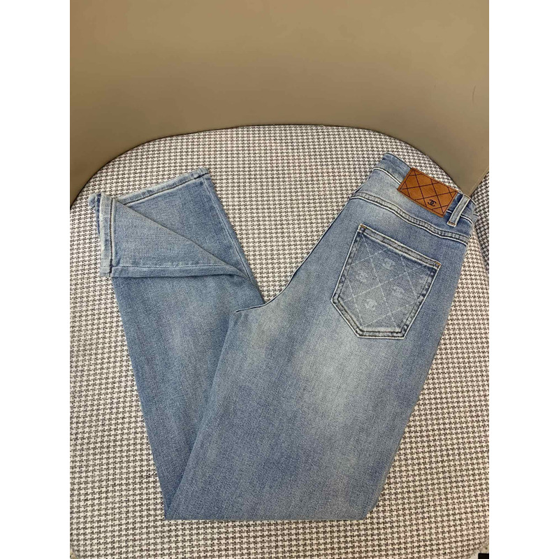 Ch*el jeans washed denim blue