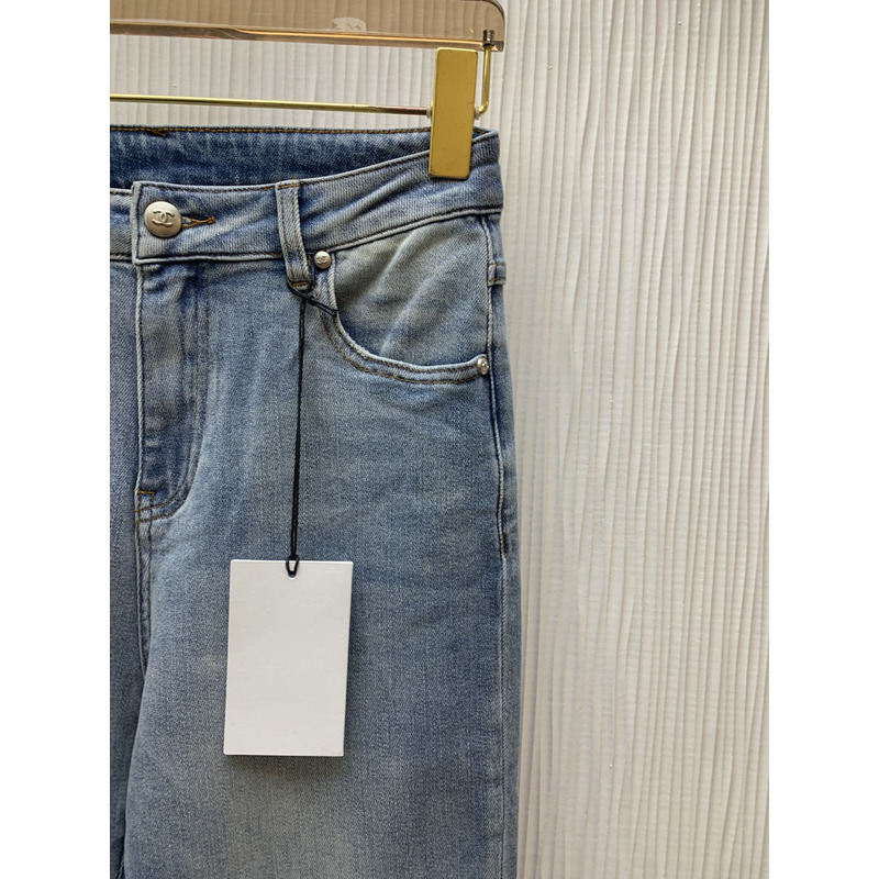 Ch*el jeans washed denim blue