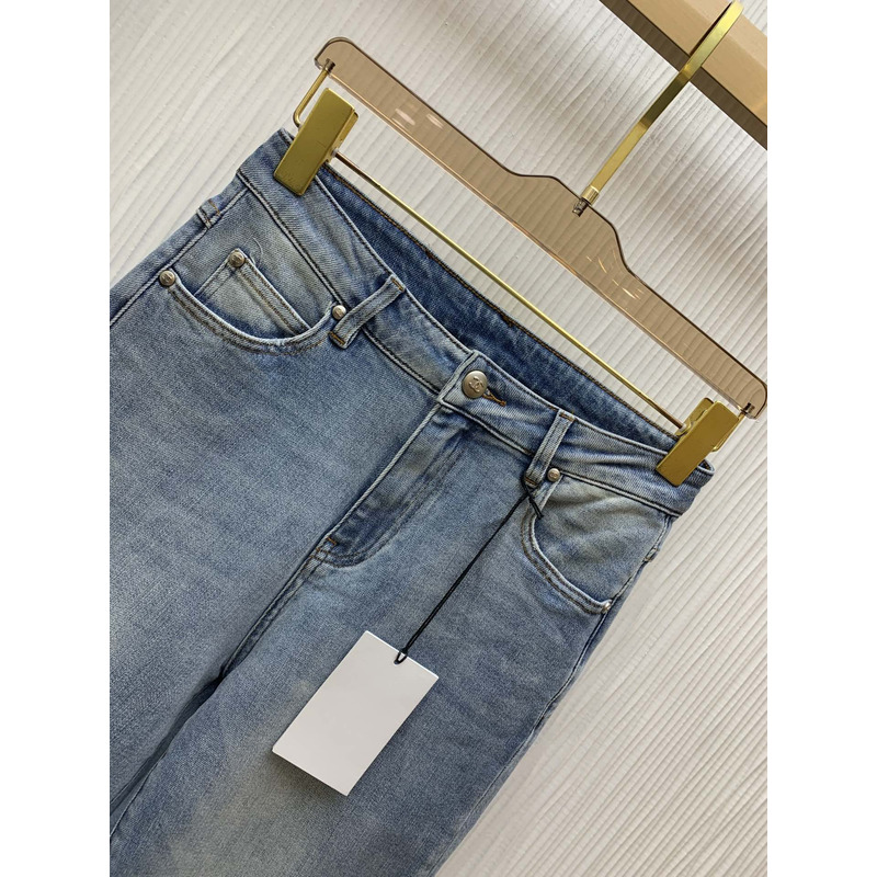 Ch*el jeans washed denim blue