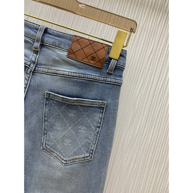 Ch*el jeans washed denim blue