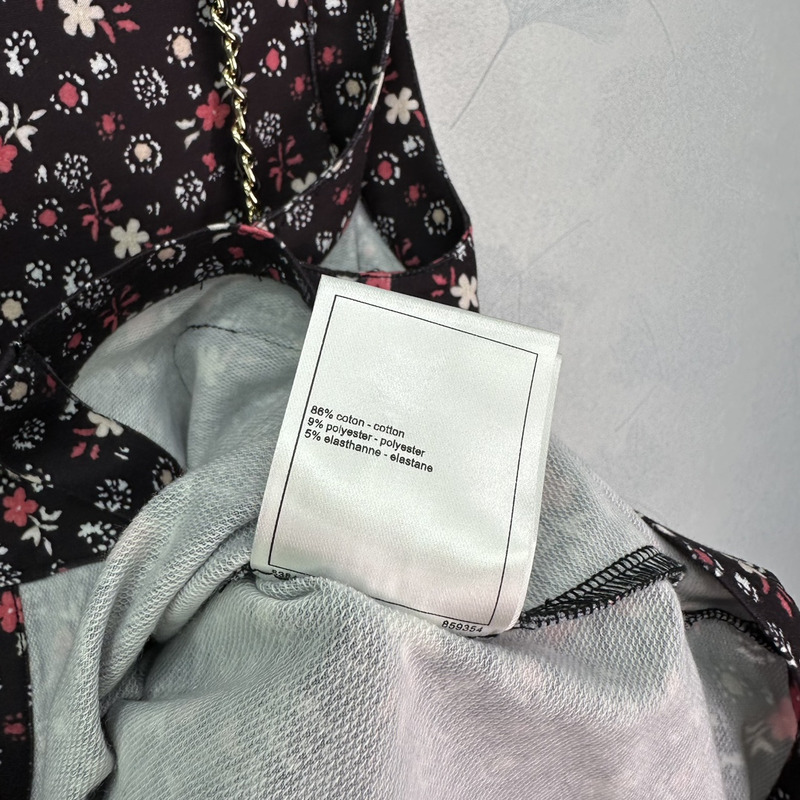 Ch*el top printed cotton black&multicolor