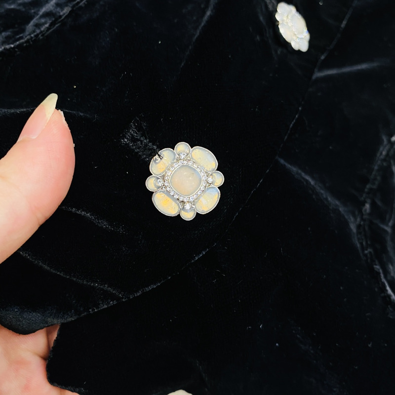 Ch*el logo embroidered short jacket black