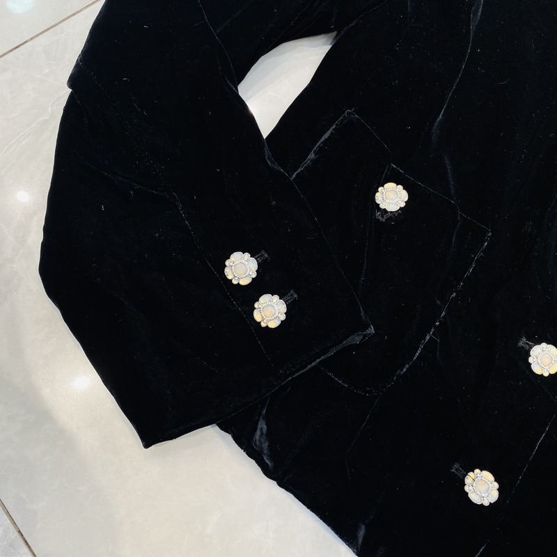 Ch*el logo embroidered short jacket black