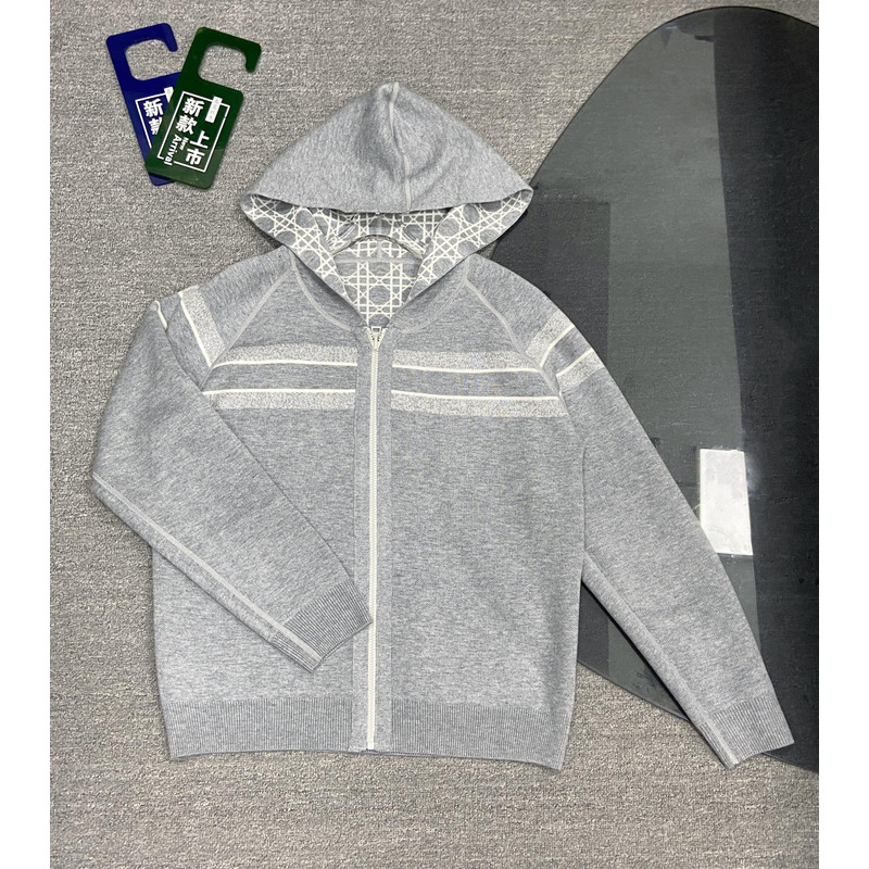 D*or reversible zipped cardigan with hood gray