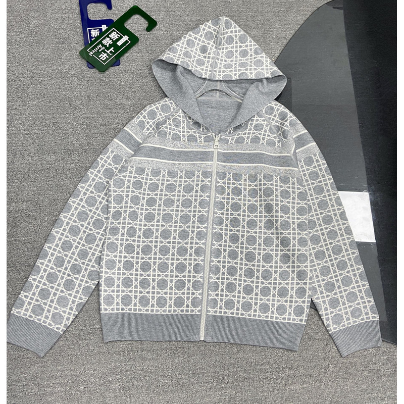 D*or reversible zipped cardigan with hood gray