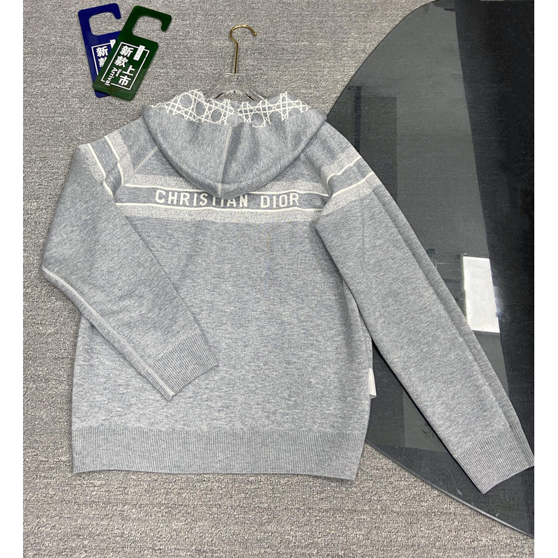 D*or reversible zipped cardigan with hood gray