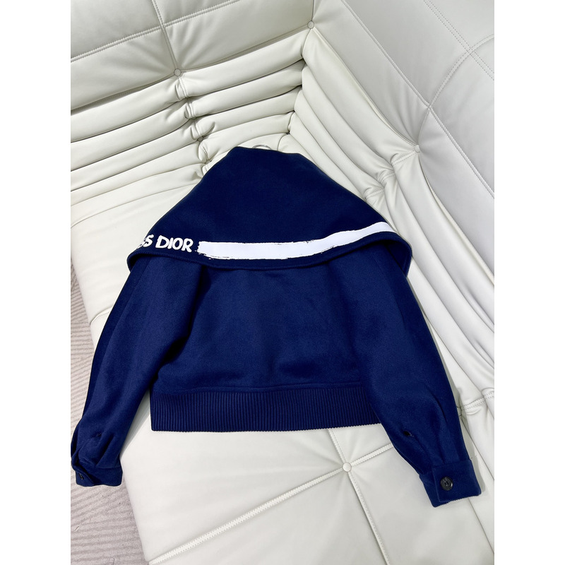D*or bomber jacket with oversized collar dark blue