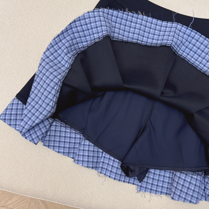 Miu Miu Logo Long-Sleeved Polo Shirt And Pleated Skirt Suit Blue