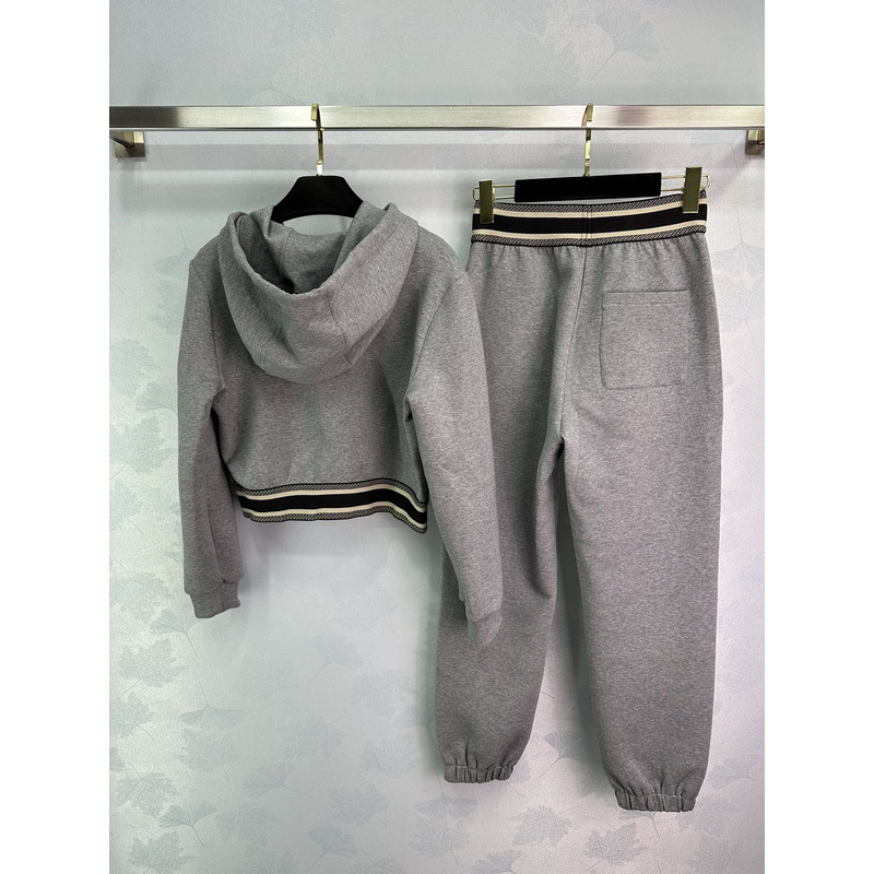 D*or ch**an D*or cd logo hoodie tracksuit in gray