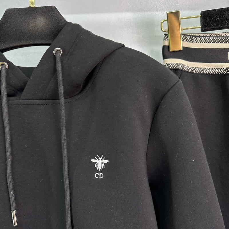 D*or ch**an D*or cd logo hoodie tracksuit in black