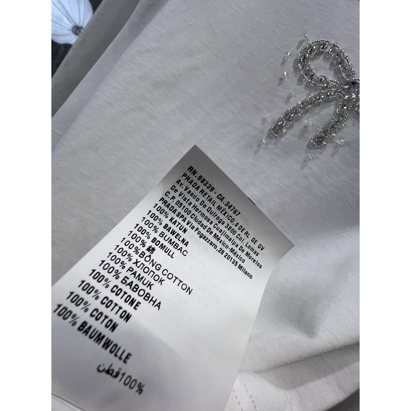 Miu Miu Embellished Bow Long Sleeves Cotton White