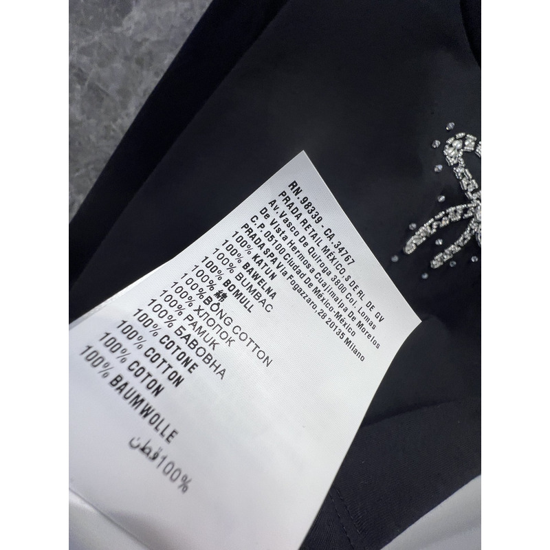 Miu Miu Embellished Bow Long Sleeves Cotton Black