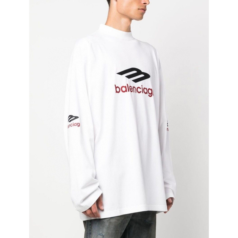 Ba*len*cia*ga 3b sports icon long sleeve t-shirt in white