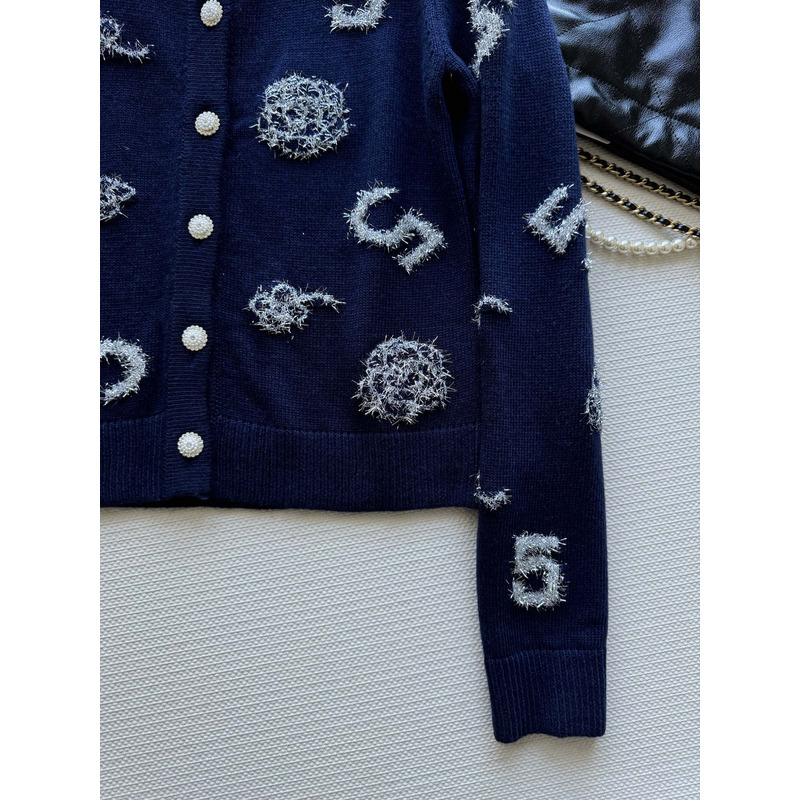 Ch*el camellia cardigan in dark blue