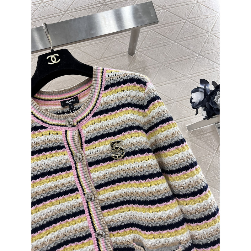 Ch*el striped cardigan in yellow