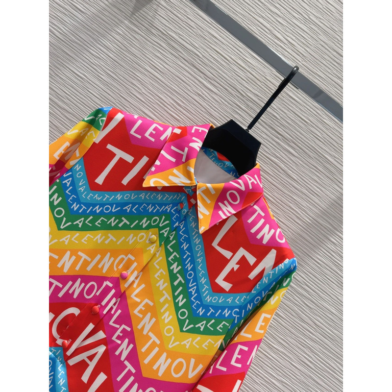 Valentino Chevron 24 Popeline Short Dress Multicolour