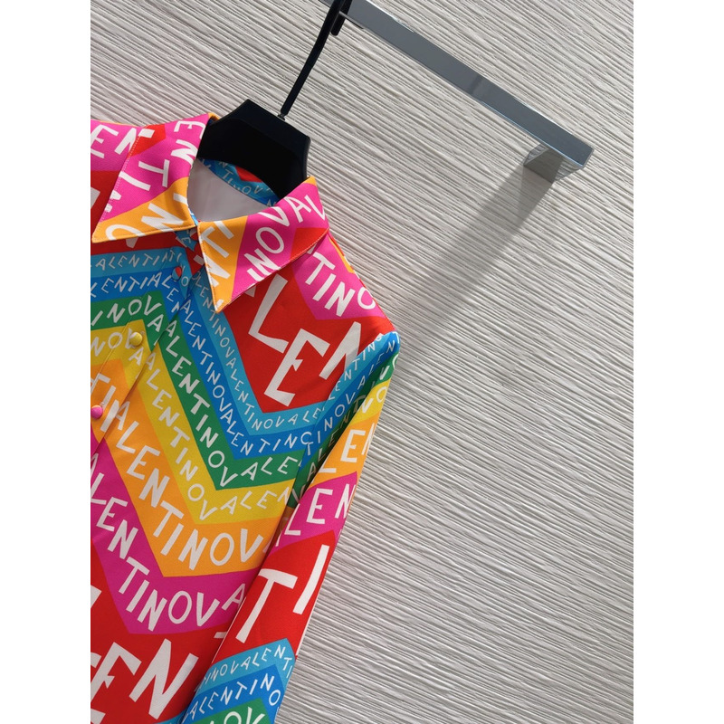 Valentino Chevron 24 Popeline Short Dress Multicolour