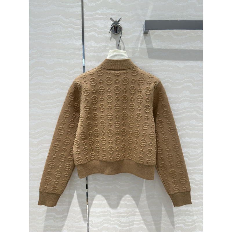 H**mes torsades cliquetis unies zipped jacket in brown