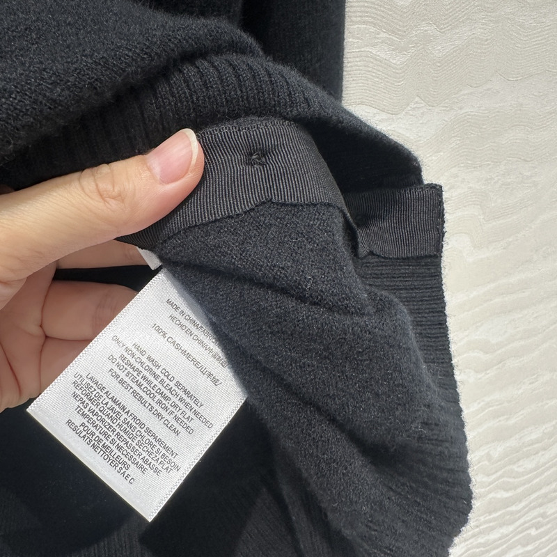 Miu Miu Logo Embroidered Long Sleeve Cashmere Cardigan Black