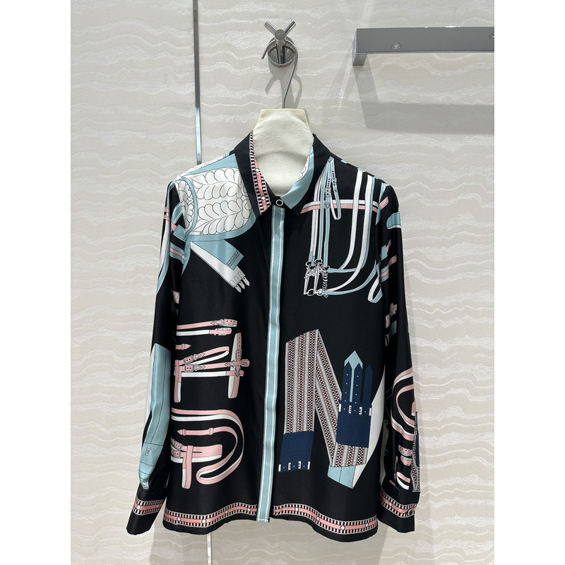 H**mes lettres equestres shirt black