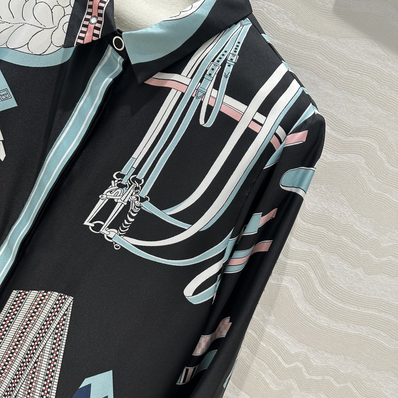 H**mes lettres equestres shirt black