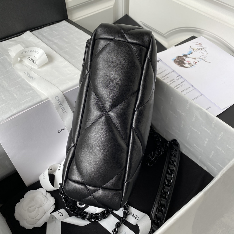 Ch*el medium lambskin 19 flap satchel black
