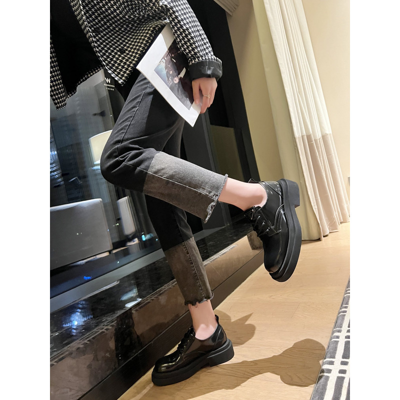 Pra*a triangle-logo brushed leather derby shoes black