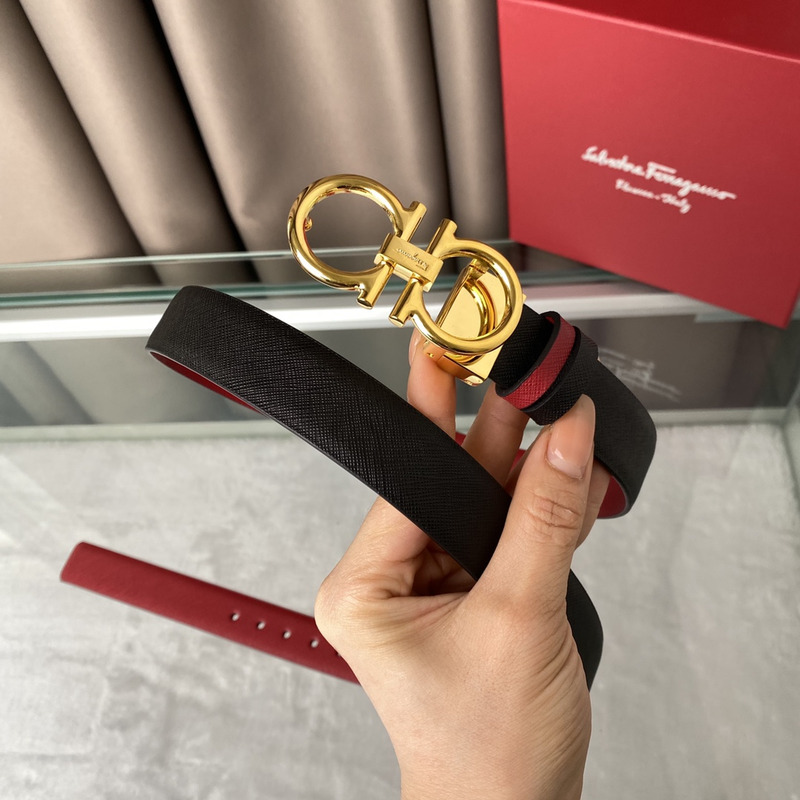 Ferragamo Reversible Leather Belt Red