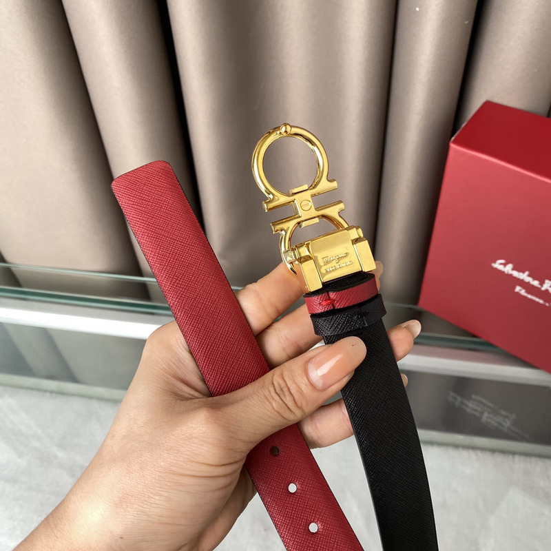 Ferragamo Reversible Leather Belt Red